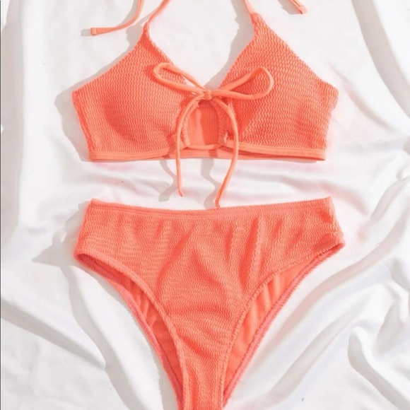 SHEIN Bright Neon Pink/Orange Top and Bottom Set - Picture 3 of 5